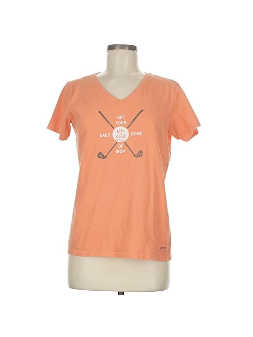 Life Is Good Orange Golf Short Sleeve T-Shirt Size M